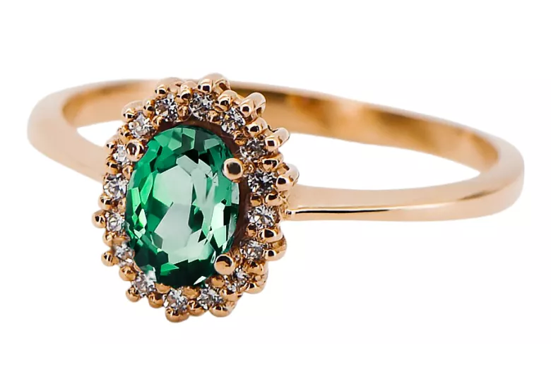 Vintage craft Ring Emerald Original Vintage 14K Rose Gold crc009r